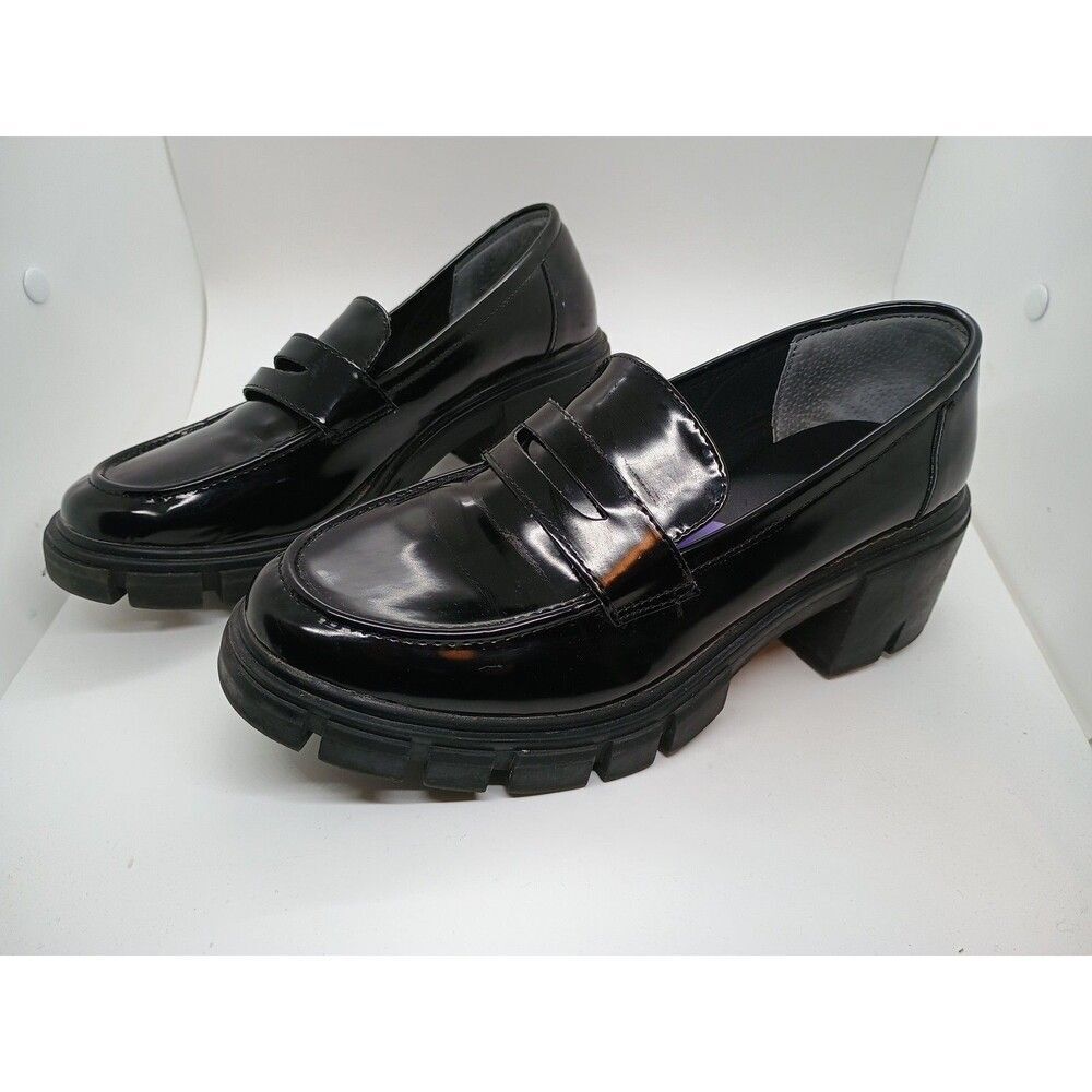 Sincerely Jules Dylan Loafers Chunky Heel Faux Patent Leather Y2K Size 8.5M